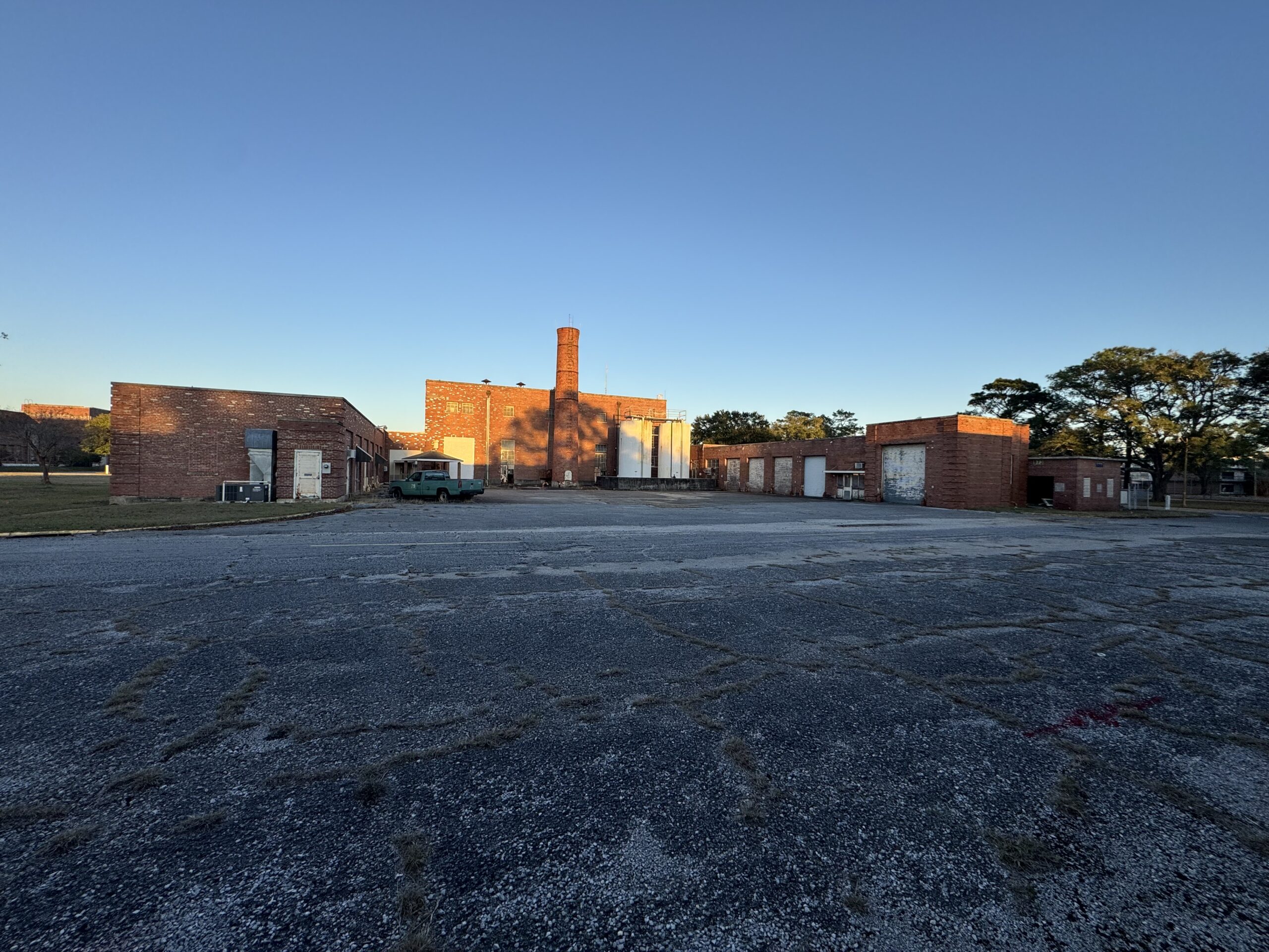 Bldg 804 Smoke Stack and Fuel Tanks Awaiting Demolition
